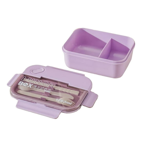 Office Lunch Box - Basiess Leakproof Bento Box with Dividers & Utensils - Large Compartment Lunch Container for Work, Picnic, Travel, Includes Chopsticks Fork Spoon, Salad Meal Prep Purple