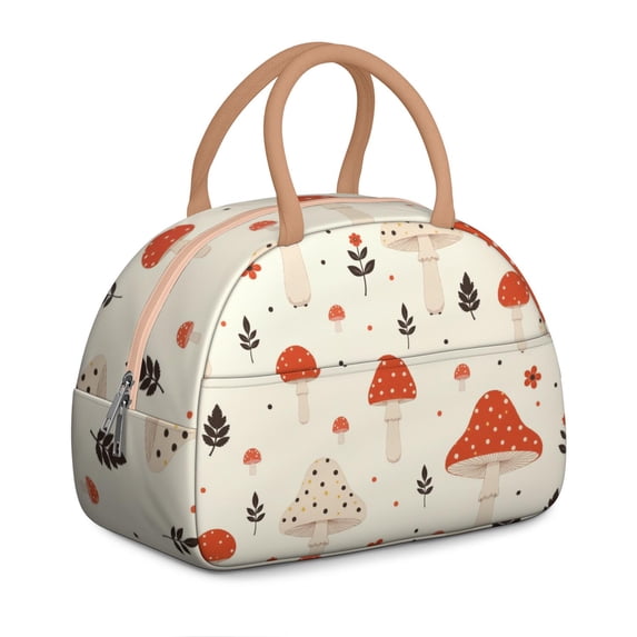 Office Lunch Cooler Bag for Women Men,Lunch Containers Reusable High Capacity Lunch Tote Bags for for Supermarket Shopping (Mushroom )