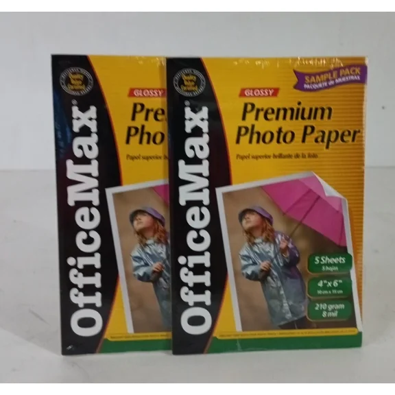 Office Max Glossy Premium Photo Paper 5 Sheets 4" X 6" Pack Of 2 Total 10 Sheets