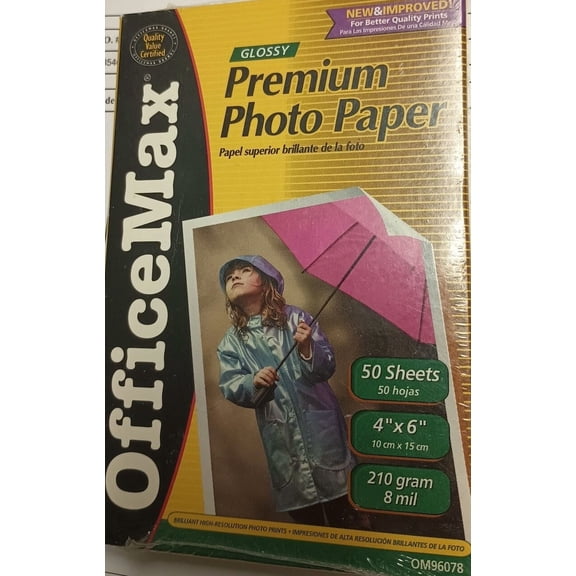 Office Max Premium Glossy Photo Paper 50 Sheets 4 X 6 210 Gram Sealed Box New