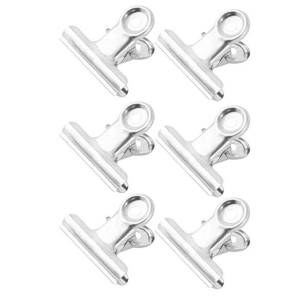 Office Metal Paper File Binder Clasp Fixed Bulldog Clips Clamps Silver Tone 6pcs