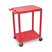 Office Multipurpose Flat Shelf Utility Cart - Two Shelves Red
