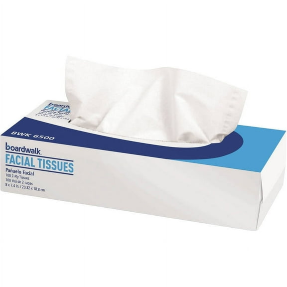 Office Packs Facial Tissue, 2-Ply, White, Flat Box, 100 Sheets/box, 30 Boxes/carton | Bundle of 5 Cartons