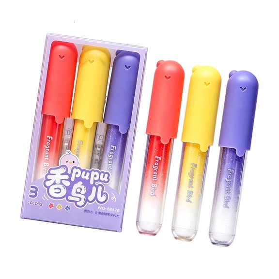 Office Page Macaron Marker Set Glitter Highlighter Pen for Doodling Journaling