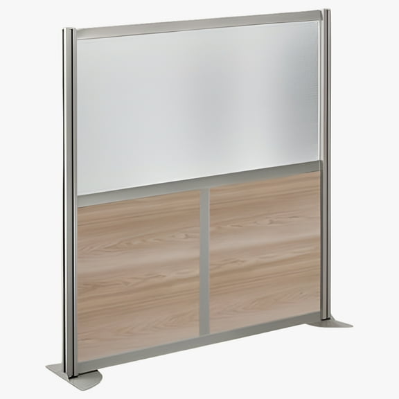 Office Partition, Cubicle Wall Divider, Modern Room Separator, Free Standing Privacy Panel, 52"H x 49"W, Indoor, Warm Ash