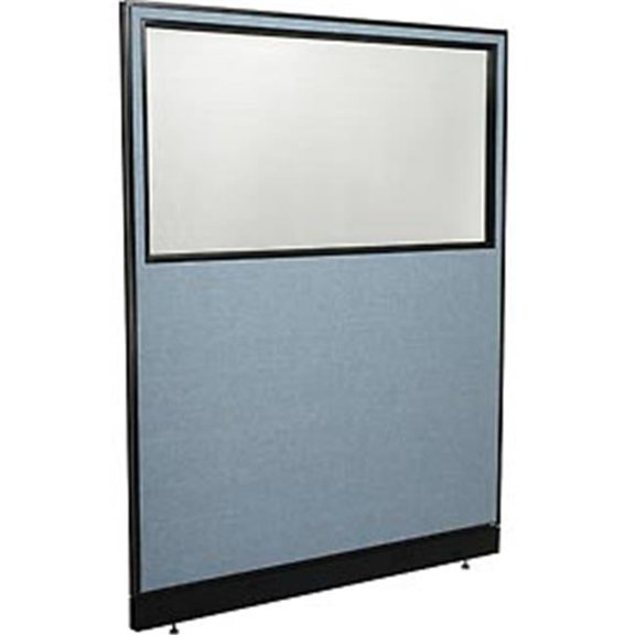Office Partition Panel with Partial Window & Pass-Thru Cable - Blue - 60.25 x 76 in.