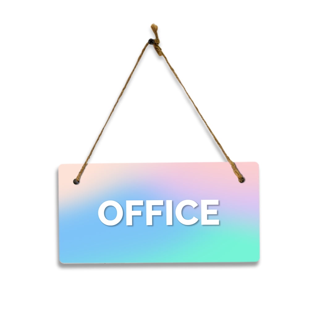 Office (Pastel Gradient) 5x10 Hanging Plus Wall or Door Sign | Rustic ...