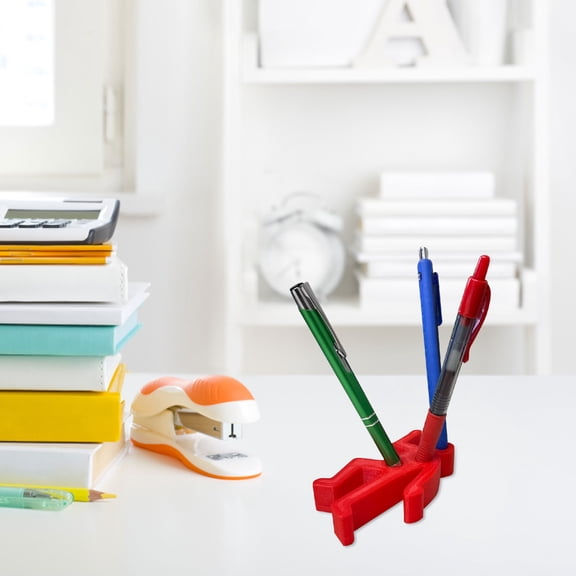 Office Pen Holder for Desk, 4X2.5X0.75 Inch Cute Red Desk Pen Organizer, Fun Office Decor, Unique Shaped Desktop Pen Storage for Home Workstation, 1 Pack