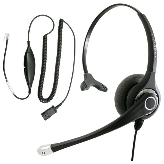 Office Phone Headset with Virtual Compatibility RJ9 Headset Adapter for Cisco Avaya Panasonic and Most Phones