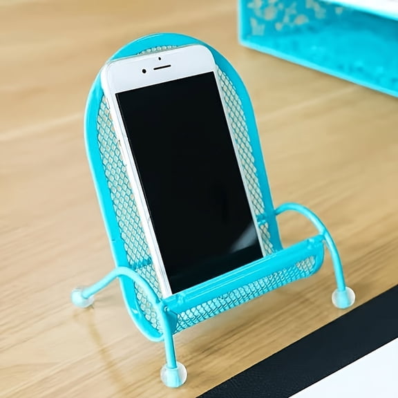 Office Phone Stand for Desk Cute Office Desk Accessories 6 Inch Small Display Stand Mesh Chair Design Table Display Stand for Hands Free Video Calls Blue Desk Decor for Home and