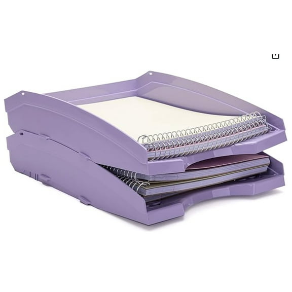 Office Plastic Desk Letter Tray (2 Pack) - Stackable