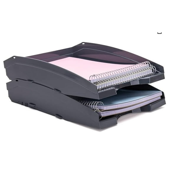 Office Plastic Desk Letter Tray (2 Pack) - Stackable
