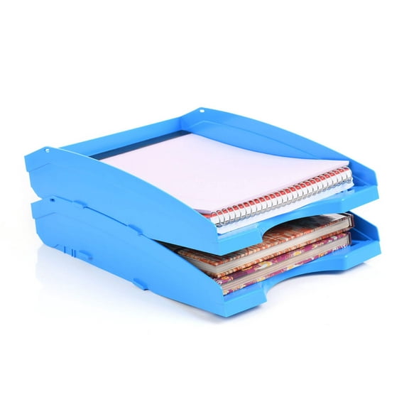 Office Plastic Desk Letter Tray (2 Pack) - Stackable