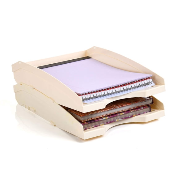 Office Plastic Desk Letter Tray (2 Pack) - Stackable