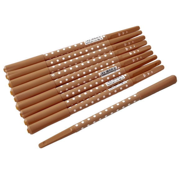 Office Plastic Dots Pattern Marking Highlighter Gel Pen Coffee Color 10 Pcs