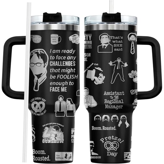 Office Quote Tumbler 40oz with Handle, Funny Work Humor Stainless Steel Mug, for , Coworkers, Office Lovers, Workplace Fans