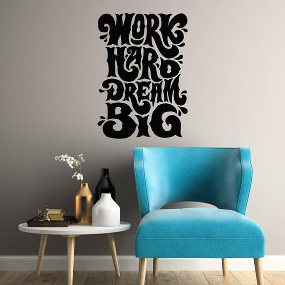 Office Quote Wall Decal Motivational Saying Work Hard Dream Big Interior Decor Vinyl Wall Sticker Creative Lettering Mural 42x30cm