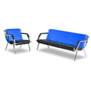 Office Reception Sofa Set PU Leather 1+3 Pcs Waiting Room Chairs Solon Guest Bench W/1PCS Orange