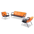 thumbnail image 1 of Office Reception Sofa Set PU Leather 4+3 Pcs Waiting Room Chairs Solon Guest Bench W/2PCS Orange, 1 of 8