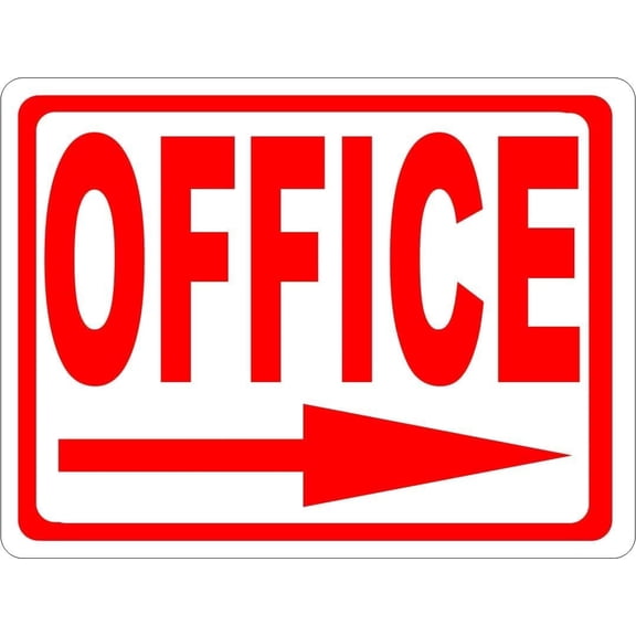 Office Right Arrow Tin Sign | Metal Style | 8x12 Inch | Home Office Business Door | Directional Decor