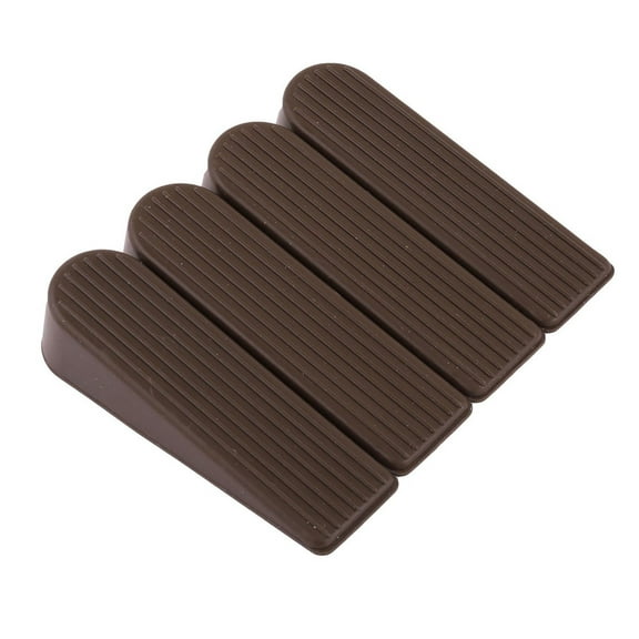 Office Rubber Anti Slip Wedge Door Stopper Doorstops Protector Coffee Color 4Pcs Door Stoppers for Bottom Of Door, Door Stops, Rubber Door Stopper Wedge, Sturdy Stackable Door Stops for Floor