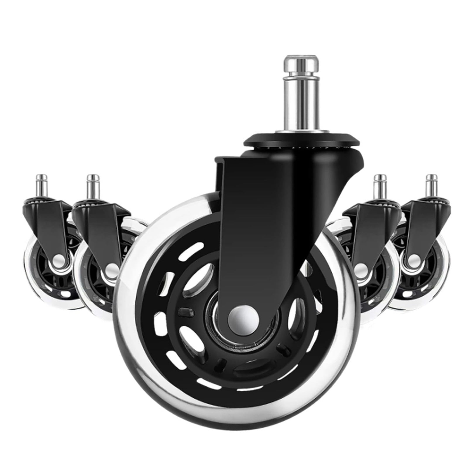 Office Rubber Chair Casters Replacement, 3 Inch Heavy-Duty Computer Gaming Desk Caster Wheels Smooth & Safe Rolling For ,Easy to Install