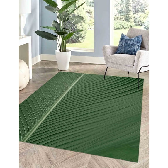Office Rug, Green Leaf Rugs, Indoor Rug, Leaf Rugs, Front Door Rug, Decorative Rugs, Modern Rugs, Floral Rug, Living Room Rug, Area Rug, 3.3'x6.5' - 100x200 cm