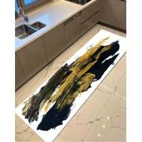 Office Rugs, Contemporary Rugs, Black And Gold Brush Effect Rug, Living Room Rug, Abstract Marble Rugs, Modern Rug, Area Rugs, Runner Rug, 2.6'x5' - 80x150 cm