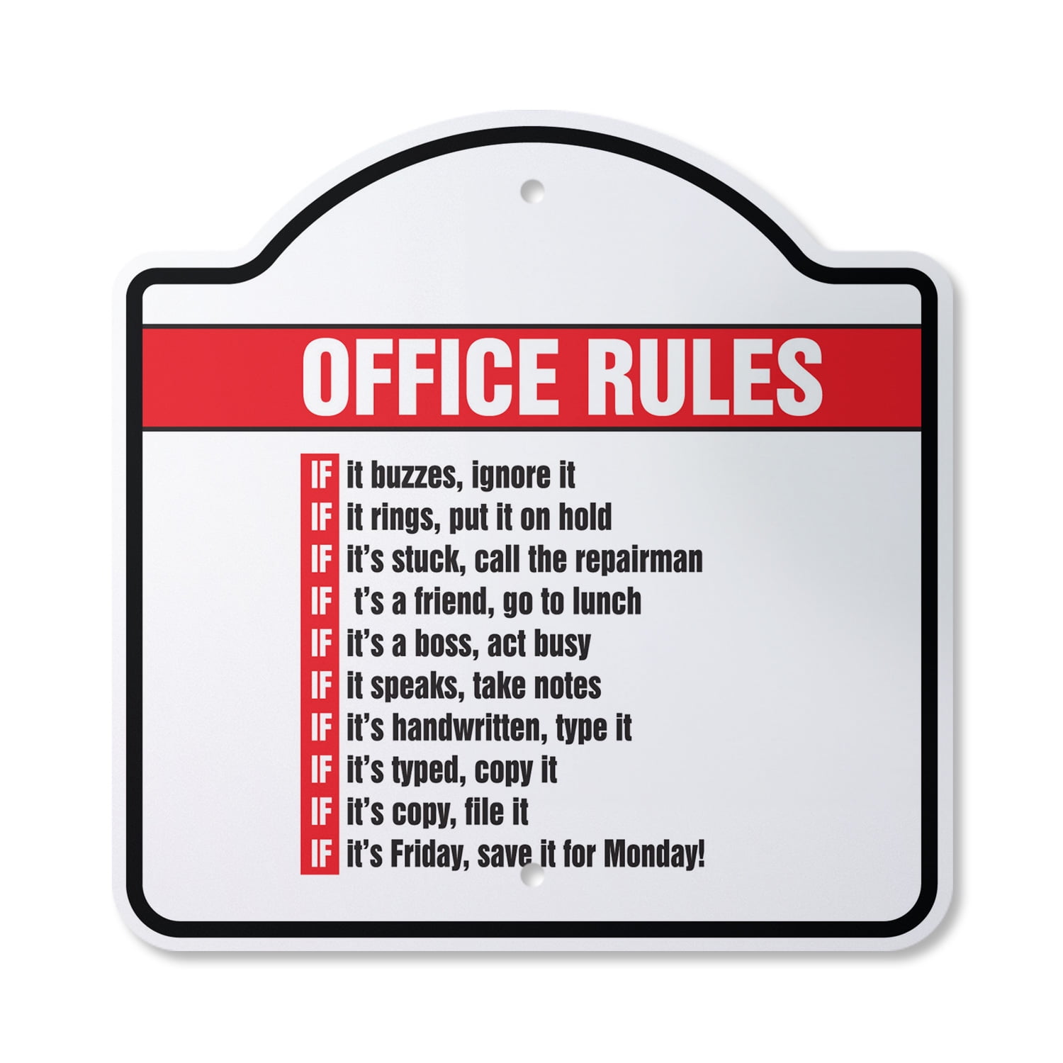 Office Rules 12" X 12" Sign Indoor/Outdoor Plastic SignMission