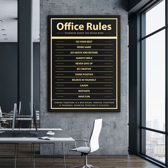 Office Rules Motivational Teamwork Inspiration Modern Office Poster