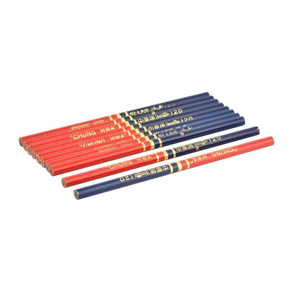 Office Carpenter Drawing Writing Pencil Dual Head Red Blue 10pcs