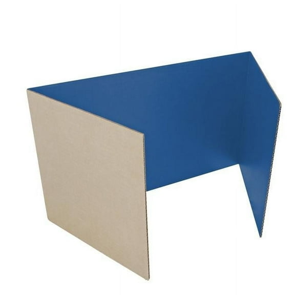 Office, School Classroom Desk Divider 18" x 48" Blue Corrugated Study Carrel - Pack of 12
