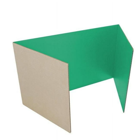 Office, School Classroom Desk Divider 18" x 48" Green Corrugated Study Carrel - Pack of 24