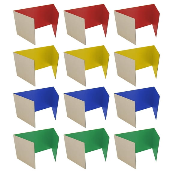 Office, School, Home, College 12 x 48 Study Carrel Primary Color Assortment Corrugated Bulk Pack of 12