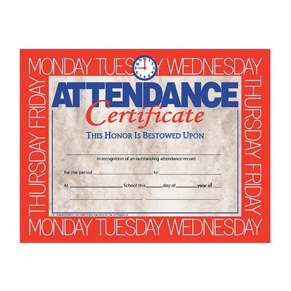 Office, School, Home, College Attendance Certificate Pack of 5