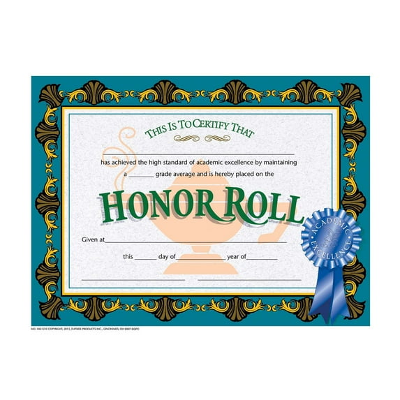 Office, School, Home, College Honor Roll Certificates Pack of 5