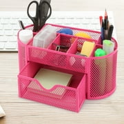Office School Home/Teacher Supplies Mesh Desk Pen Organizer (Hot Pink)
