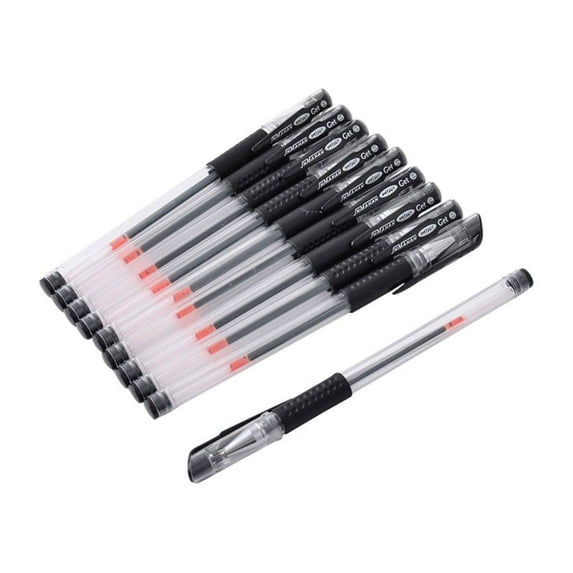 Office Plastic 0.5mm Tip Writing Ink Gel Pen Black 10 Pcs