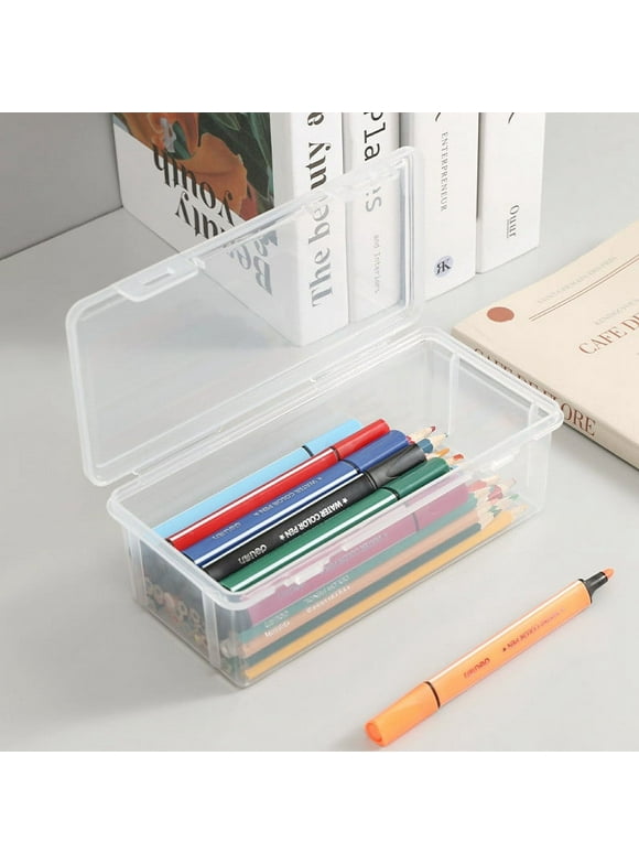 Office School Supplies Lzobxe Extra Large Capacity Plastic Pencil Box Stackable Translucent Clear Pencil Box Supplies Storage Organizer Box For Gel Pens Erasers Tape Pens Pencils Mark on Clearance