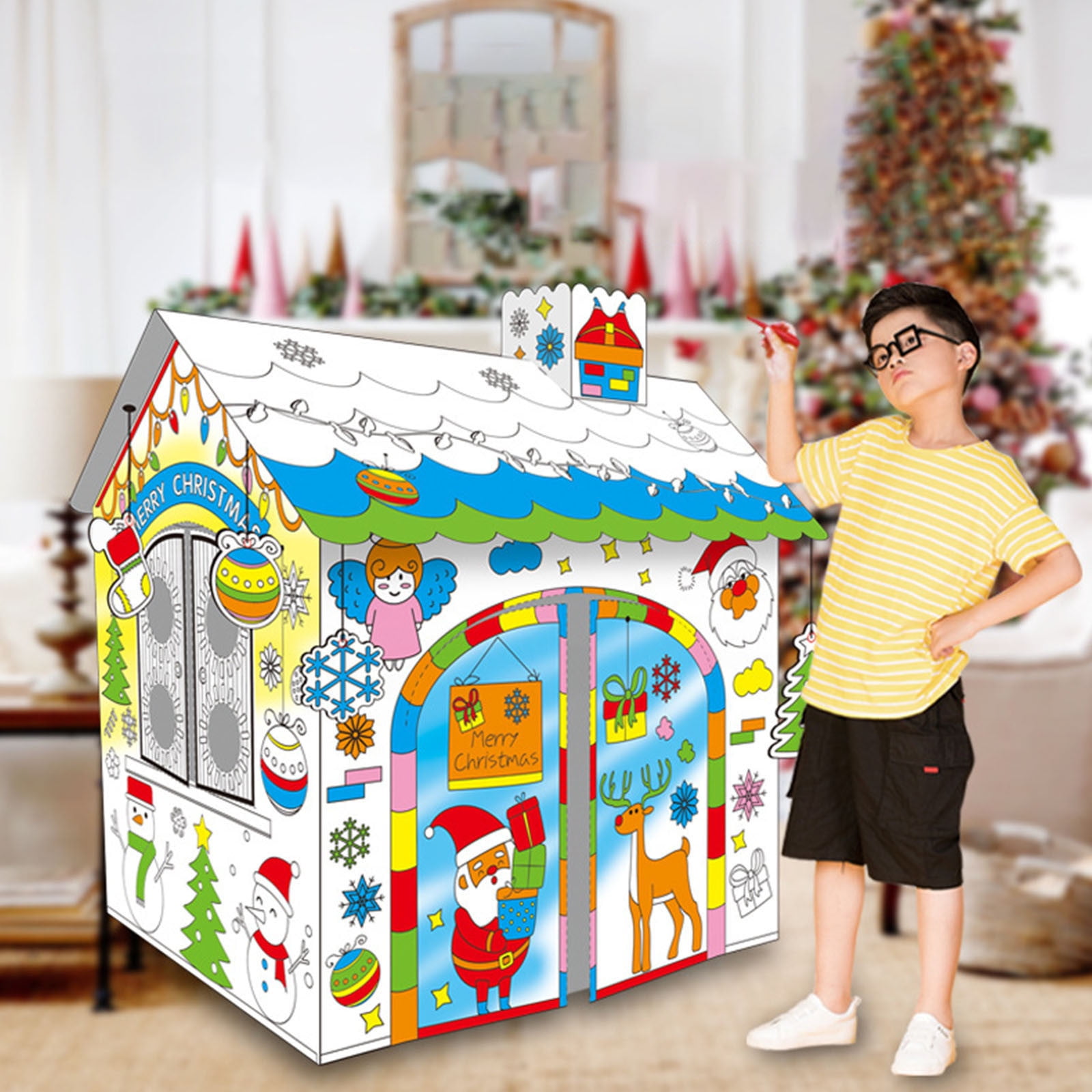 Office School Supplies ZKCCNUK DIY Christmas Playhouse Easily Foldable ...