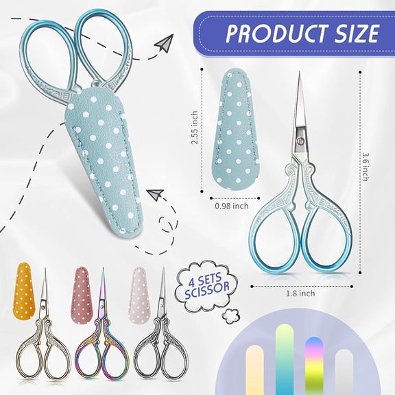 Office Scissors All Purpose, Titanium Sharp Shears Home Crafting Assorted 4 Pack 3.6"