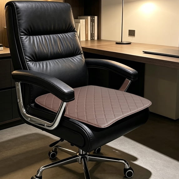 Office Seat Cushion, Faux Leather Chair Pad for Office, Barber and Computer Chairs, Waterproof Quilted Design, Thick Support for All-Day Comfort