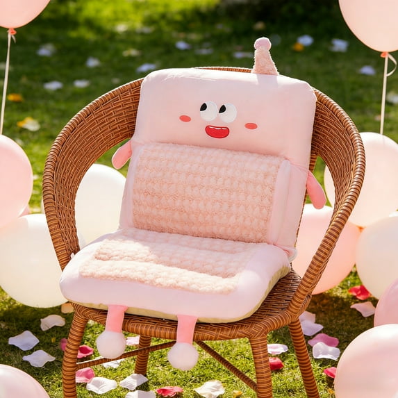 Office Seat Cushion with Lumbar Support Pad 15.7x30 Inches - Double Sided Comfort for Desk Chair - Thick Padding for Hip and Back Relief(Pink)