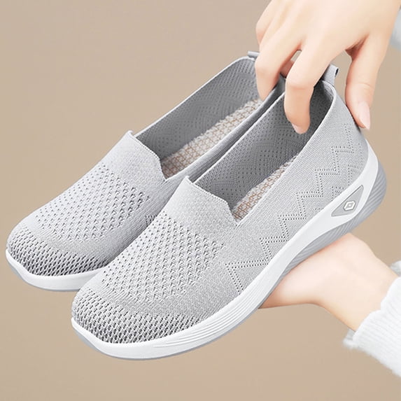 Office Shoes, Women Shoes, Womens Shoes, Shoes for Women, Walking Shoes, Women's Casual Slip On Walking Loafer Shoes -Mesh Tennis Work Sneakers, Gray 9.5