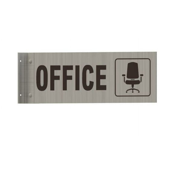 Office Sign -Two-Sided/Double Sided Projecting, Corridor and Hallway Sign (Aluminum, Silver, 4x12 Inch)-The Hallway Line(ref062022)