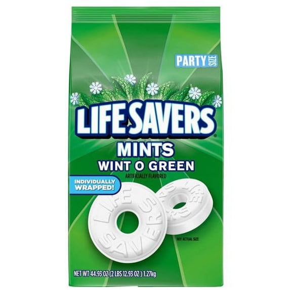Office Snax Life Savers Wint O Green Mints Candy - Wint-O-Green - Individually Wrapped - 2.81 lb - 1 Each | Bundle of 2 Each