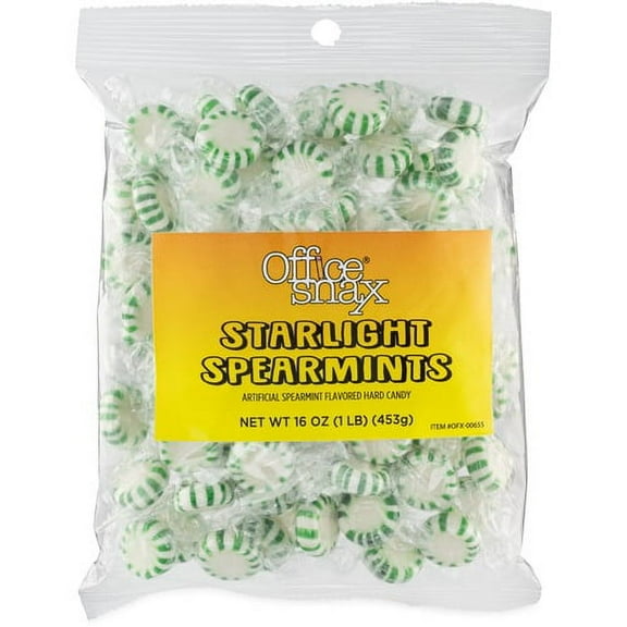 Office Snax Tub of Starlight Spearmints Candy - Spearmint - Individually Wrapped - 16 oz - 1 Each | Bundle of 10 Each