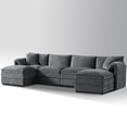 thumbnail image 1 of METIS WONG 136" U-Shaped Modular Office Sectional Sofa. Features 2 cushions, a 6-seat business cloud couch, and 2 movable ottomans, ideal for commercial reception areas., 1 of 6