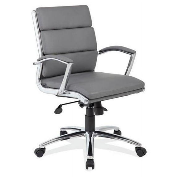Office Source 1505CHMGRY Gray Executive Mid Back Chair with Chrome Base, Caster Accents & Screw Cap Covers
