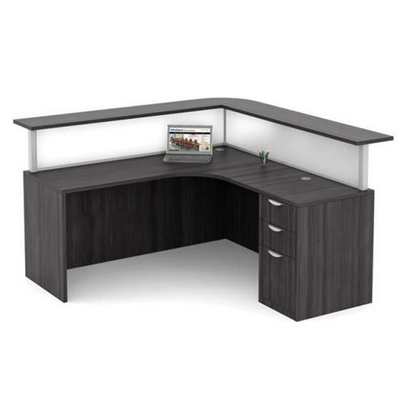 Office Source OS36CH Cherry OS Laminate Typical L Shaped Reception Desk